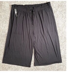 Womens Black Gaucho Pants Culottes 5X Plus Modal Drawstring Pockets Soft NWT‎
